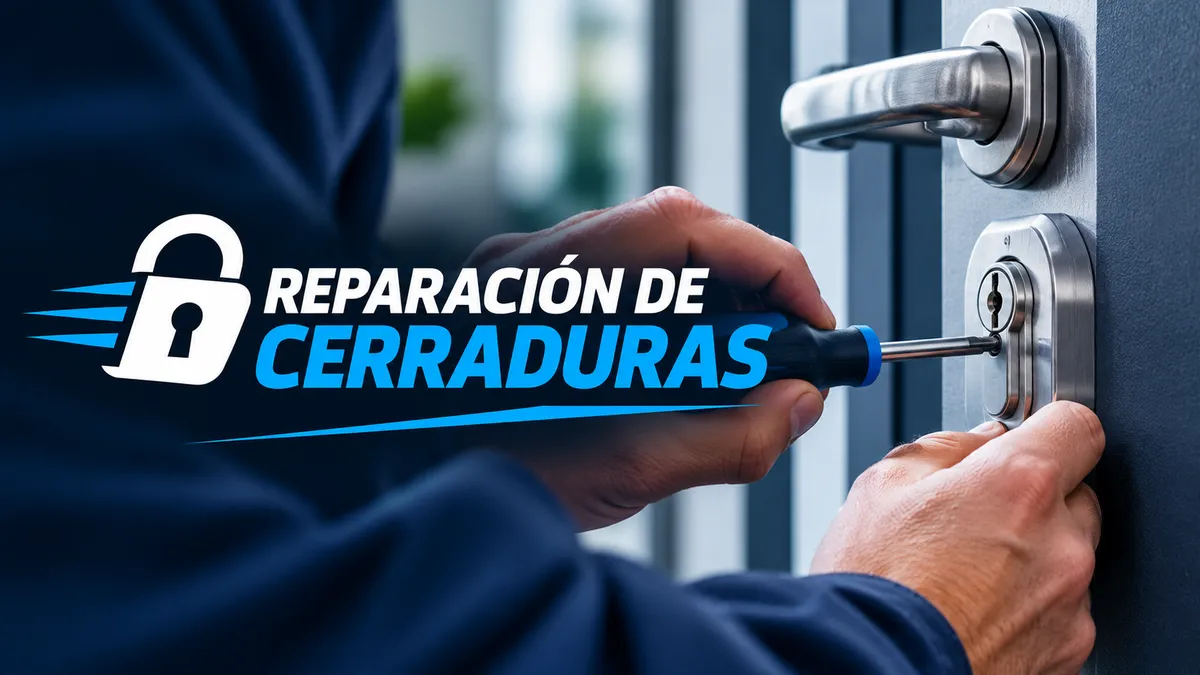 Reparación de cerradura con destornillador en una puerta metálica